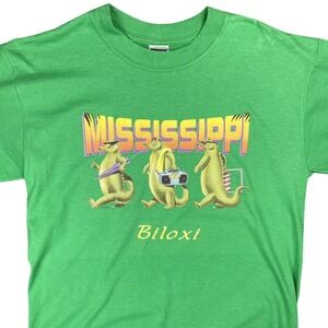 Vintage Y2K Biloxi Mississippi Gator‎ Shirt Mens M Alligator Vacation Souvenir